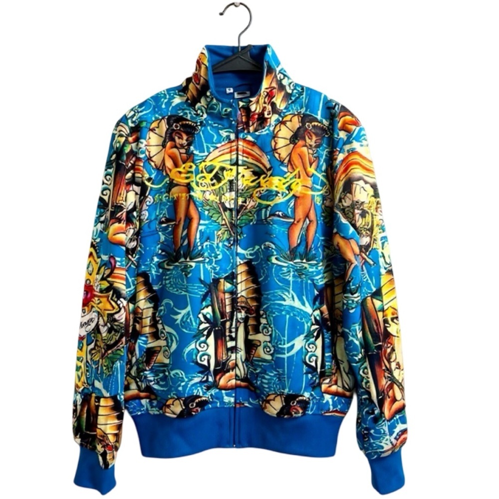 Vintage Ed Hardy Geisha Zip Up Track Jacket Size L Unisex
